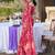 Red weightless marbal printed & peral lace border saree with unstitched blouse