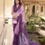 Lavender weightless marbal printed & trim lace border saree with unstitched blouse