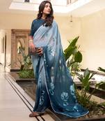 Rama weightless marbal printed & trim lace border saree with unstitched blouse
