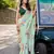 Pista marbal printed pearl border saree with unstitched blouse