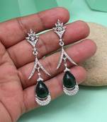 Green color fashion earrings with nature inspired contemporary design elements