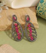 Rani color fashion earrings with beautiful embellishments and traditional appeal
