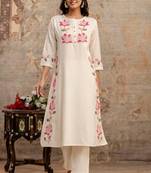 misri off white embroidered blended kurta sets