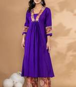 orchid purple embroidered cotton kurta sets