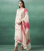 pearl cream embroidered blended kurta sets
