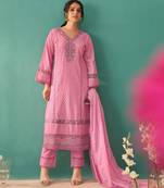 punch pink embroidered cotton kurta sets