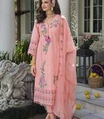 rose pink embroidered cotton kurta sets