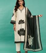 misrionyx dark white embroidered cotton kurta sets