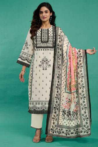 pearljade dark white embroidered cotton kurta sets