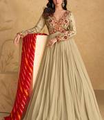 Fawn embroidered & sequins work georgette gown  suit - full stitched suit