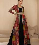 Black embroidery & sequins work georgette gown with jacket suit - full stitched suit