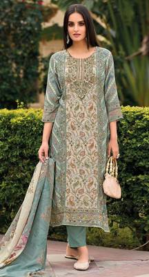 Sky embroidered viscouse pakistani salwar suit 1