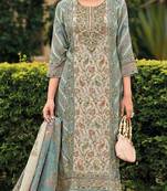 Sky embroidered viscouse semi-pakistani salwar suit