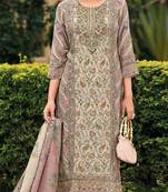 Pink embroidered viscouse semi-pakistani salwar suit