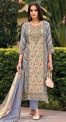Purple embroidered viscouse semi-pakistani salwar suit 1