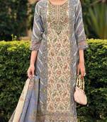 Purple embroidered viscouse semi-pakistani salwar suit