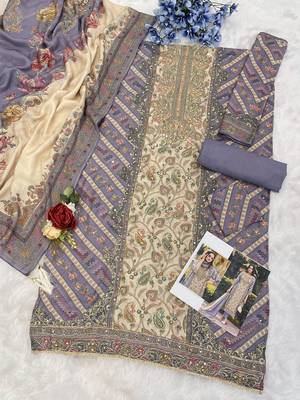 Purple embroidered viscouse semi-pakistani salwar suit 3