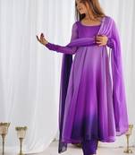 Purple soft georgette colour full padding anarkali suit