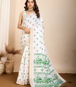 White light tone cotton with table print saree