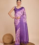 Purple art silk saree with zari weaving