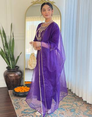 Beautiful Embroidery Work with Rayon Slub Fabric Straight Kurta Pant and Dupatta Set 3