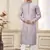 purple art silk straight kurta with computer thread work on art silk and with lining pajama for men