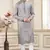 grey art silk straight kurta with computer thread work on art silk and with lining pajama for men