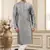 grey banarasi art silk straight kurta with lining pajama for men