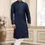 blue banarasi art silk straight kurta with lining pajama for men