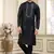 black banarasi art silk straight kurta with lining pajama for men