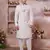 cream art silk computer thread full sleeve sherwani and faux satin churidar for men