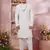 cream art silk computer thread work sherwani and faux satin churidar for men