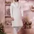 cream art silk sherwani with computer thread work and faux satin churidar for men