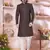 maroon computer thread work sherwani with faux satin churidar