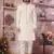 cream imported plain fabric sherwani with faux satin churidar foe men