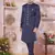 blue imported plain fabric sherwani with faux satin churidar for men