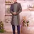 blue jacquard banarasi silk sherwani with faux satin churidar for men