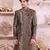 black jacquard banarasi silk sherwani with faux satin churidar for men