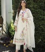 pearl light white embroidered cotton kurta sets