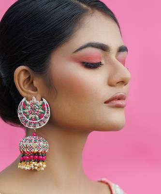 Yellow gold plated metal based earrings multicolor 1