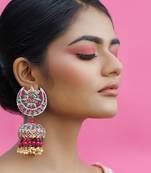 Yellow gold plated metal based earrings multicolor