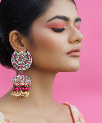 Yellow gold plated metal based earrings multicolor 2