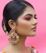 Yellow gold plated earrings multicolor metal based