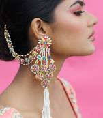 Multicolor earrings metal based yellow gold plated