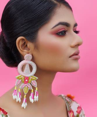 Multicolor earrings yellow gold plated metal based 1
