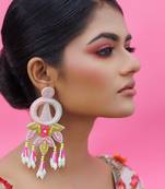 Multicolor earrings yellow gold plated metal based