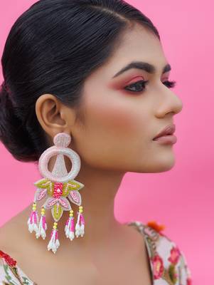 Multicolor earrings yellow gold plated metal based 2