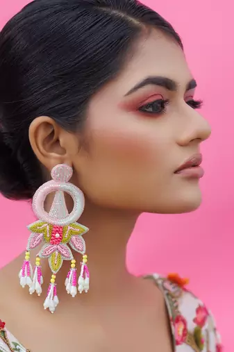 Multicolor earrings yellow gold plated metal based