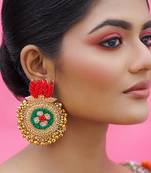 Gold metal based yellow gold plated earrings