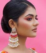 White metal based yellow gold plated earrings